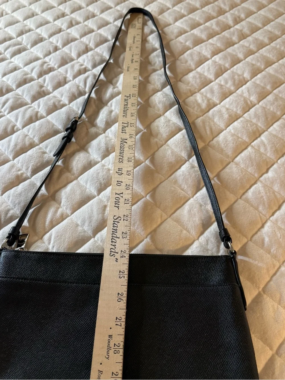 COACH Black Crossgrain Leather East West Crossbody Bag F22251 Gold Hardware